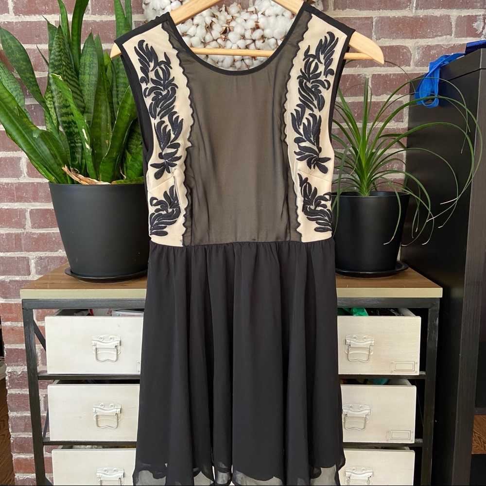 Urban Outfitters Black Dress w/ Sheer Beige Detail